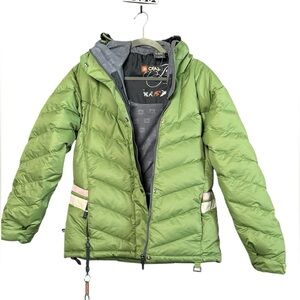 Ride Snowboards Down Puffer’s Jacket Women's S- L Green Zip Series Hooded #Z3118